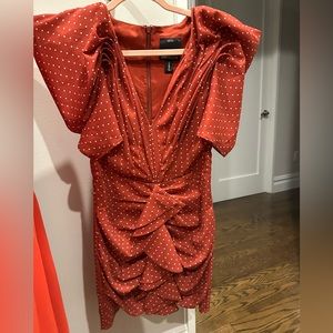 C/MEO Collective Red Ruffle Polka Dot Dress with Statement Sleeves ONE OF A KIND